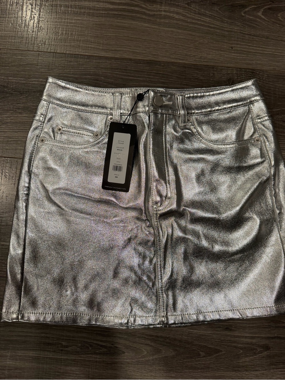 French Connection Metallic Silver Mini Skirt